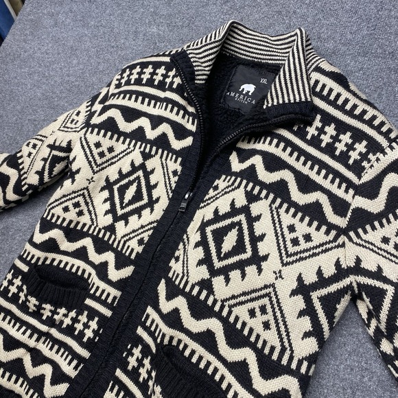 American Stitch Full Zip Sherpa Acrylic Aztec Southwestern Heavyweight Jacket XL - Picture 3 of 7